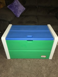 blue and white toy box