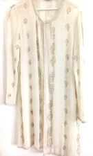 Berketex Cream Jacket Long Sleeve Beaded Polyester Hook & Eye Close Size 14