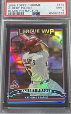 PSA 9 Mint Pop 5 ⬆️ 2006 Topps Albert Pujols Black Refractor 1st MVP & WS Chrome