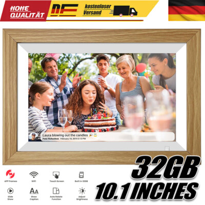 Digitaler Bilderrahmen 10,1 Zoll Full IPS Display Touch, WIFI, Frameo 32GB, Holz