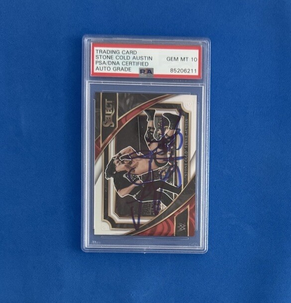 “STONE COLD” STEVE AUSTIN SIGNED 2023 PANINI SELECT WWE CARD PSA/DNA