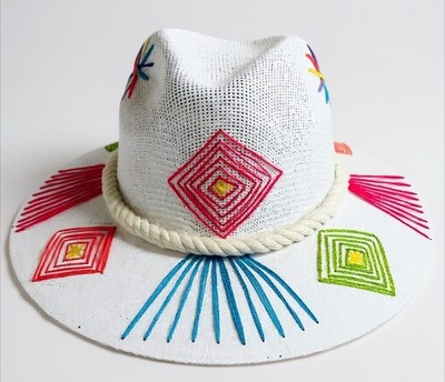 Panama Hats Customized Mexican Hand Painted Hat Mexican Hand Painted Panama Hat – Blue Burro Imports main image 4