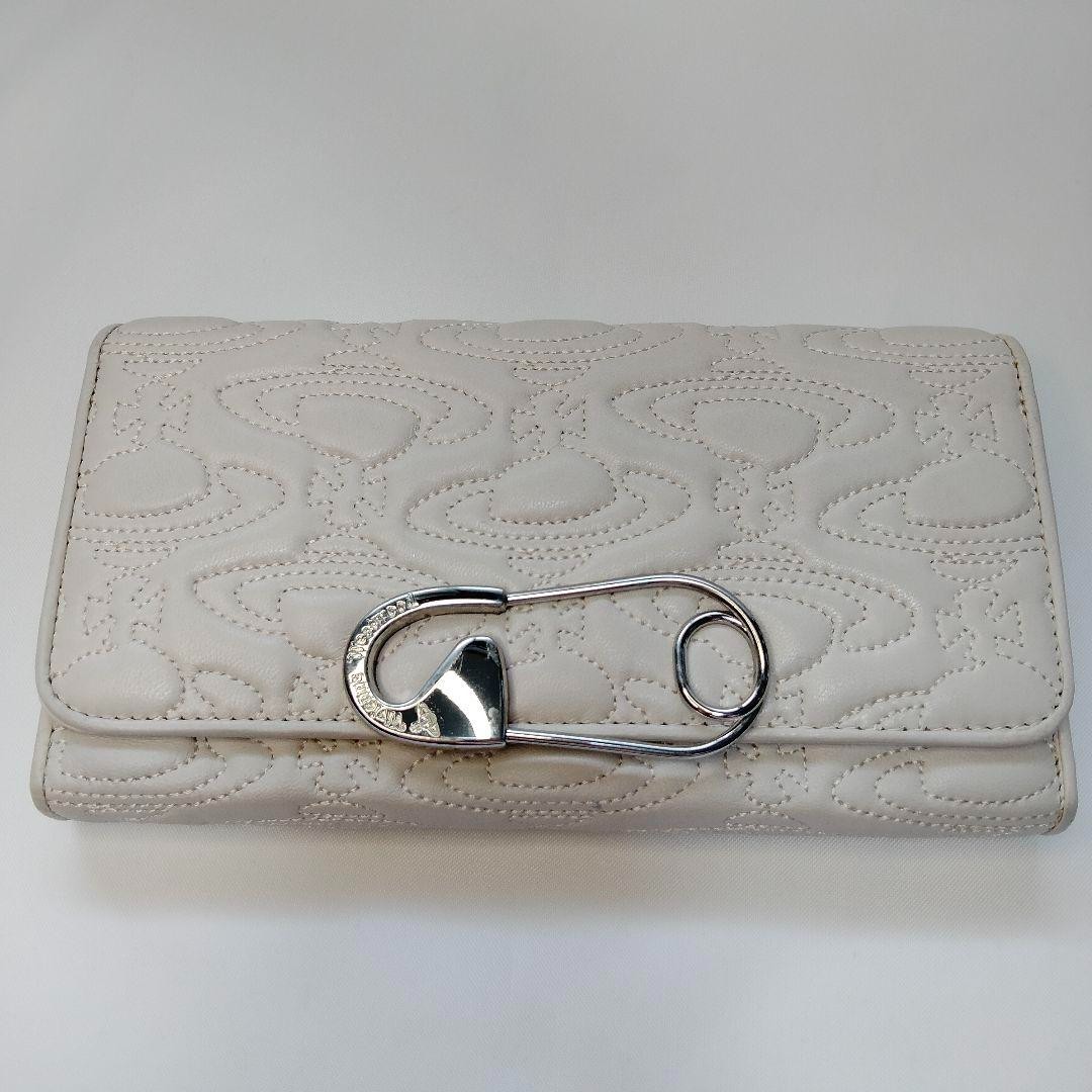 Vivienne Westwood Long Wallet White Safety Pin Leather Vintage
