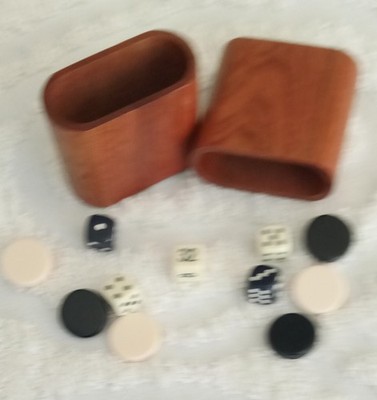Deluxe Wooden Cups  Uria Stone Backgammon Checkers Dice and Doubling Cube