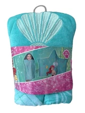 NEW Disney Ariel Little Mermaid Kids Cotton Hooded Bath Towel 24X50in