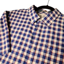 Original Penguin Button Down Shirt Mens XL Blue Gingham Excellent Heritage Slim