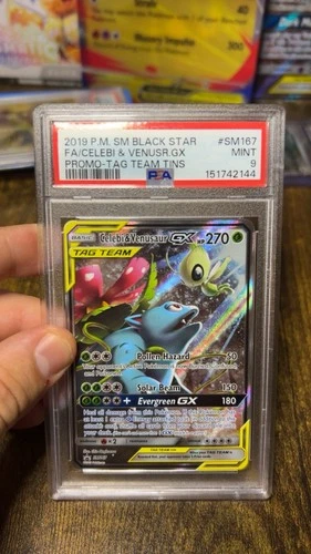 Celebi & Venusaur GX SM Black Star Promo SM167 TAG TEAM Holo PSA 9 Pokémon Card