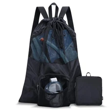 35L Packable Mesh Swim Bag Lightweight Drawstring Backpack for Swimming Gear