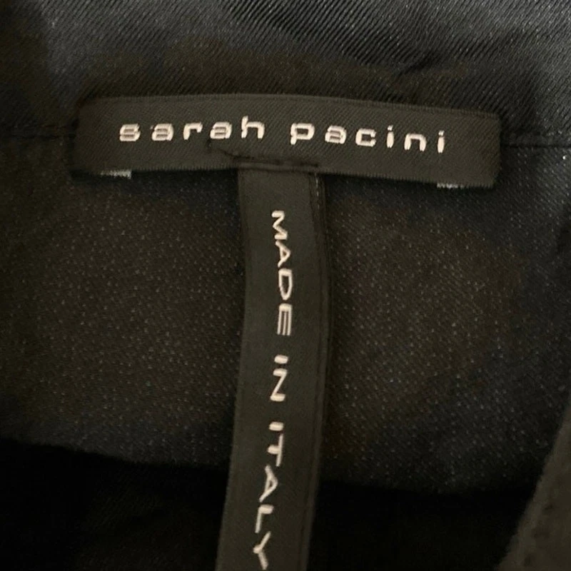 Jaqueta Blazer Sarah Pacini Feminina Preta Manga Longa Gola Alta Tamanho 2  - Imagem 3 de 4