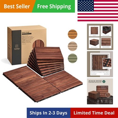 Deck Tiles, Patio Flooring - Outdoor Waterproof Acacia Wood Tiles for All Wea...