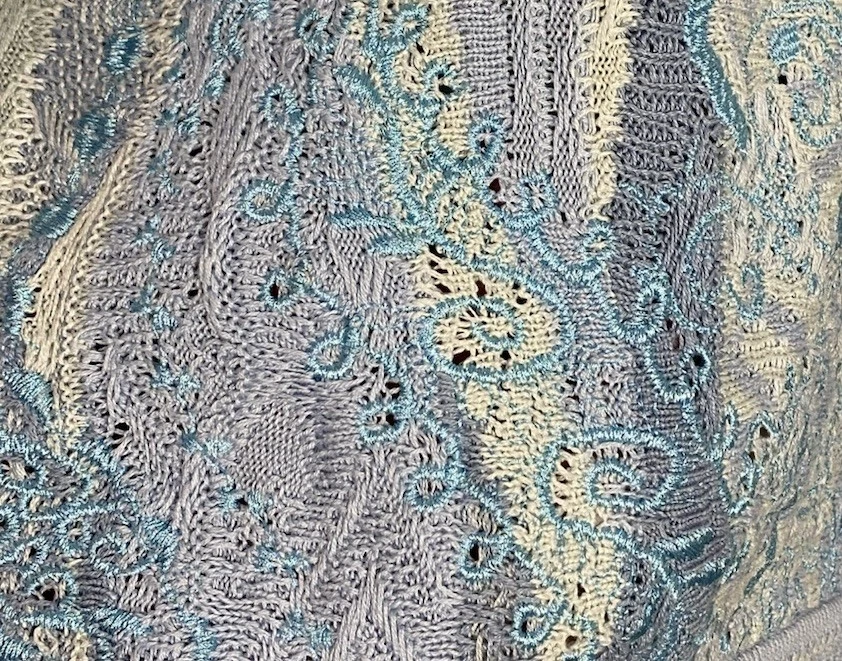 复古 90 年代 Coogi 澳大利亚 3D 纹理针织开衫冰蓝色绿松石 S — 第 4/4 张图片