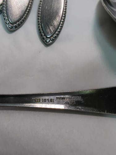 Interpur INR5 Edelstahl Besteck brüniert Perlenbesatz 28 Teile 5 komplette Sets - Bild 7 von 12
