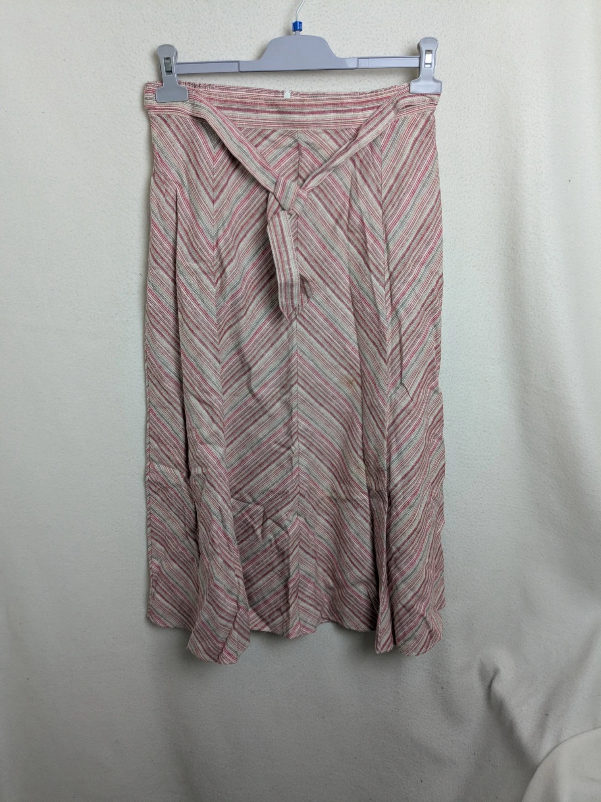 Marks & Spencer ladies size 10 red mix linen blend length 30in long skirt