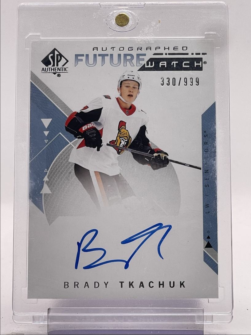 BRADY TKACHUK 2018-19 UD SP AUTHENTIC FUTURE WATCH ROOKIE RC AUTO /999 Q3562