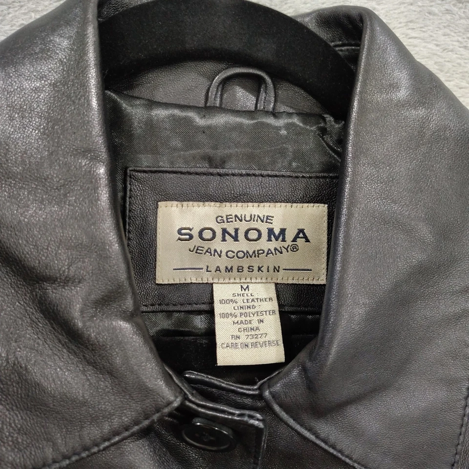 Chaqueta gabardina de cuero genuino mantecoso de colección mediana Y2K 00s clásica Foto 3 de 4