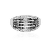 Cavill Silberring Damen 0,9Ct Zirkon Baguette Schleif Spinell Schwarz