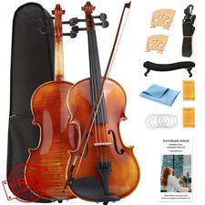 Eavnbaek 3/4 Violin Set, Solid Wood Fiddle for Adults Student Beginners Profe...