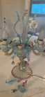 Vintage 1950s Murano Venetian Art Glass Floral Table Lamp Applied Flowers Italy