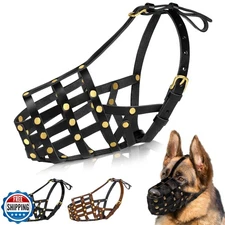 OOPSDOGGY German Shepherd Dog Muzzle for Large Dogs - Leather Breathable Secu