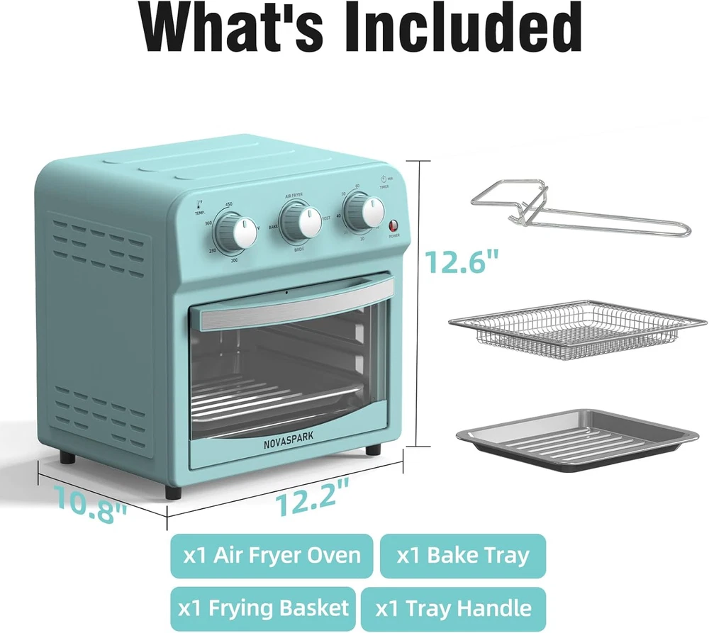 Air Fryer Toaster Oven Combo, Retro Convection Oven Countertop,12L Small Toaster