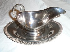 SILVER PLATED SAUCE BOAT WITH UNDER PLATE