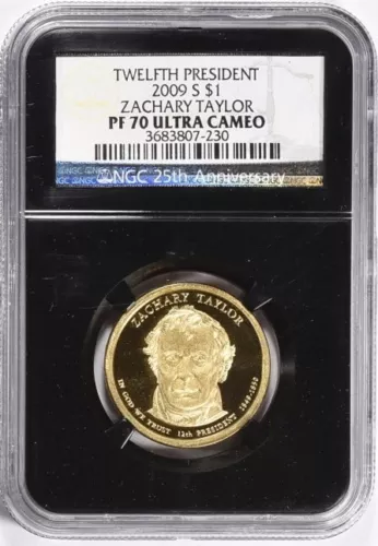 2009 S Zachary Taylor Presidential Dollar NGC PR70 DCAM Retro Black Holder