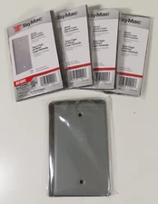 NEW 5-Pack TayMac 1-Gang Blank Cover Wet Location w/Gasket & Screws Gray BC100S