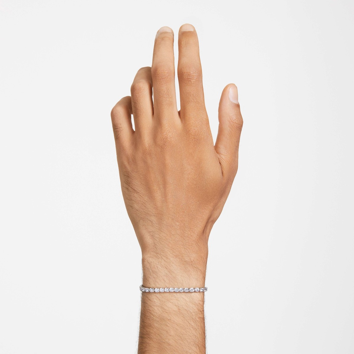 Swarovski Matrix Tennis Bracelet, Round Cut White, Rhodium Plated