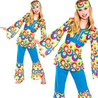 Childrens Hippy Girl Fancy Dress Costume 60s 70s Hippie Kids Outfit 5 13 Years
