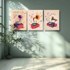 3pcs Note, record Wall Art Canvas Framed 50x70cm