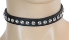 Choker In Pelle Con Gatto E Cristalli - Stile Punk Goth Rockabilly - Fatto A Mano - Foto 2