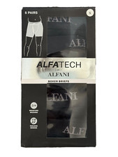 Alfani Mens ALFATECH Boxer Briefs Moisture-Wicking Tagless Black 5-Pack Small