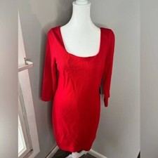 EXPRESS red 3/4 sleeve midi dress
