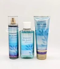 Bath & Body Works Sea Island Shore Body Mist Body Wash & Body Cream Set of 3