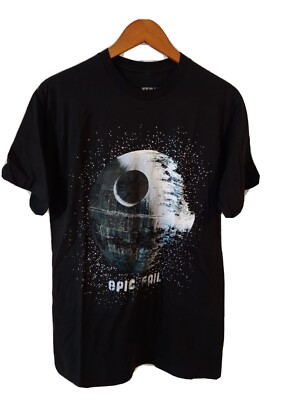 Star Wars T-Shirt Mens M Black Short Sleeve Cotton Death Star Epic Fail 
