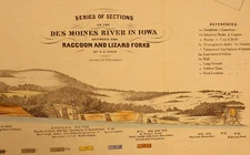 1852 Geological Map Sect. DES MOINES RIVER - RACOON & LIZARD FORKS - D. D. Owen