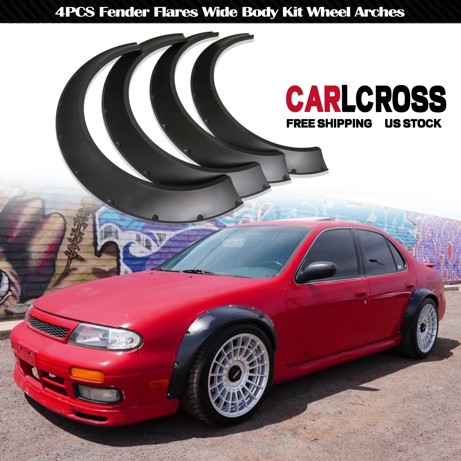 4PCS Car Fender Flares For Nissan Altima Extra Wide Body Wheel Arches Universal