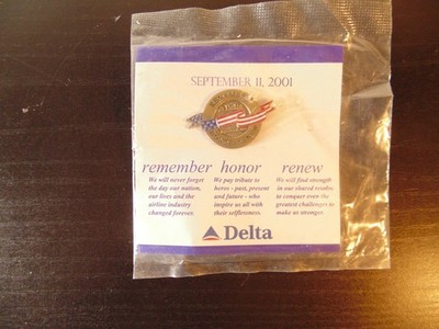 September 11 2001 Commemorative Pin 9/11 Remember Honor Renew Vintage USA Delta