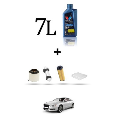 HOFFCAR Set Service 4 Filter Und 7L Öl für Audi A5 (8T3,8F7,8TA) 3.0 Tdi 176kw
