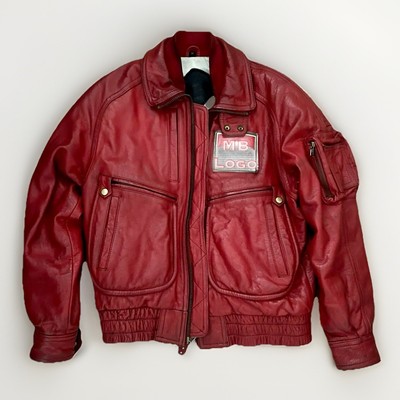 90 s Red Wine Eric Lawson Embroidered Vintage F1 Racing Leather Motorbike Jacket