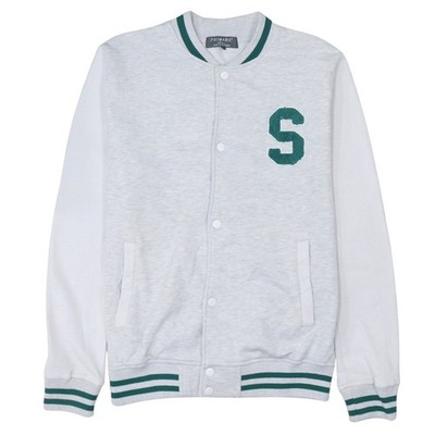 Primark graue College-Jacke für Herren Small Letterman College-Stil
