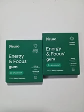 Neuro Gum EXTRA STRENGTH 100MG B-12 Nootropics Caffeine 2pk 18 pcs Boost Energy