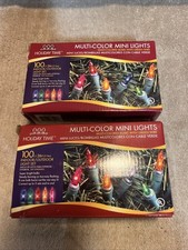 Lot Of 2 Holiday Time Multi-Color Mini Lights. 100CT/EA, 26FT. New, Open Box
