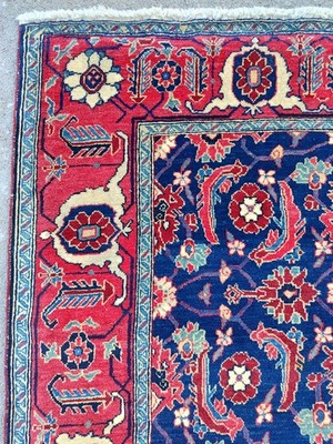 Rare Antique rug 4x5, turkish rug 4x5 vintage, Heriz rug 4x6, Oriental rug Navy