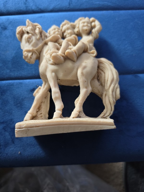 Vintage Resin Figurine Children Horse 3 Kids Barefoot Nostalgic Carruth Style...