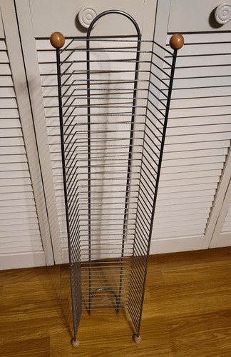 Vintage DVD/Game Storage Tower Wire Stand Rack Gunmetal Gray Holds 45 DVDS