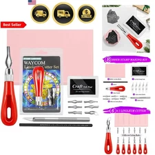 Rubber Stamp Making Kit Craft Carving Set Ink Pad Hobby Knife 6 Inch