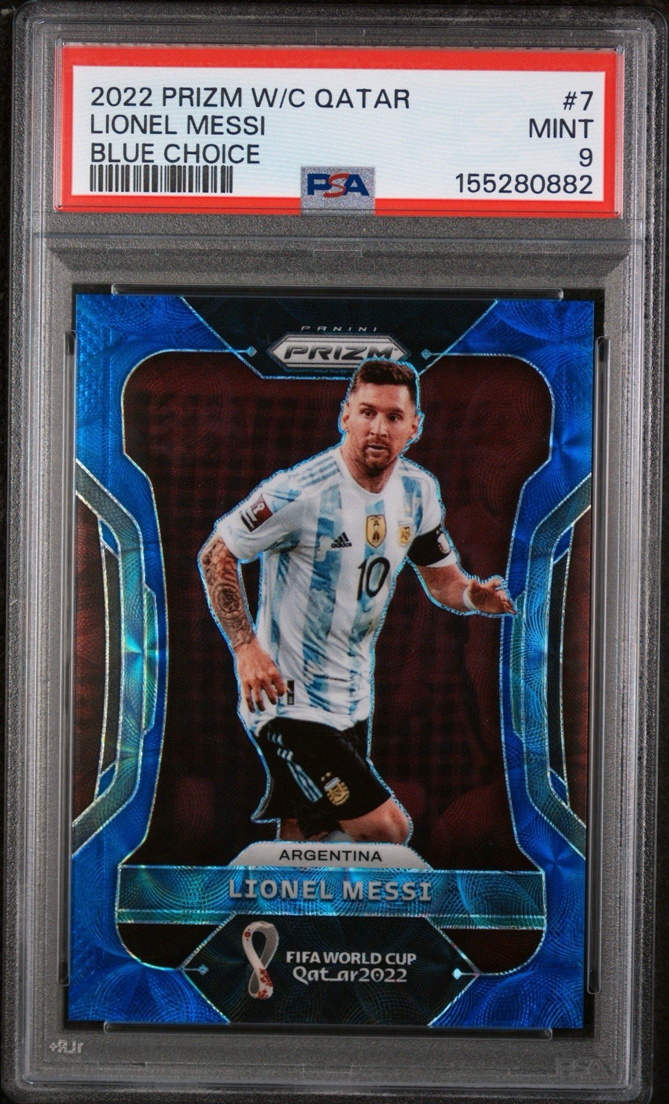 2022 PANINI PRIZM WORLD CUP QATAR #7 LIONEL MESSI BLUE CHOICE