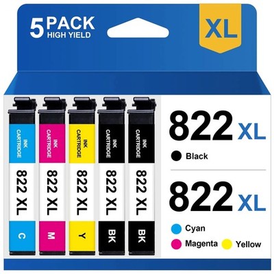 1-5 PK 822XL T822 Ink compatible with Epson WorkForce WF-3823 WF-4833 WF-3855
