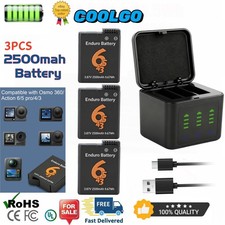For DJI Osmo Action 6/5 Pro/4/3 Osmo 360 3x 2500mAh Battery  3-Channel Charger